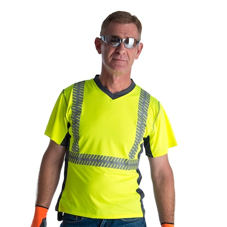 Cordova COR-BRITE T-Shirt, Segmented Reflective Tape, Gray V-Neck & Side Panels, S V471S